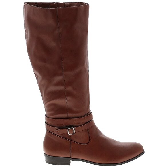 New Style & Co Brown Knee High Classic Riding Boots US6.5 wide 1" heel - Picture 2 of 2